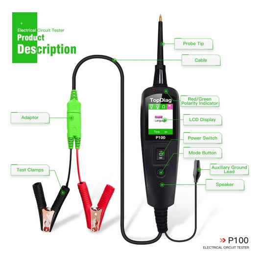 TopDiag P100 Car Circuit Intelligent Analyzer Diagnostic Instrument, Cable Length: 2m, TopDiag P100 2m