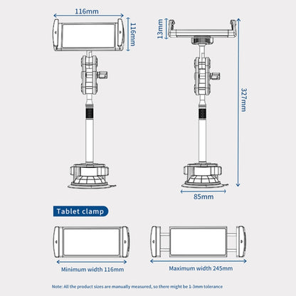 UBA-P1L Car Flexible Tablet Suction Cup Clamp Holder with Extension Rod without Remote Control, UBA-P1L