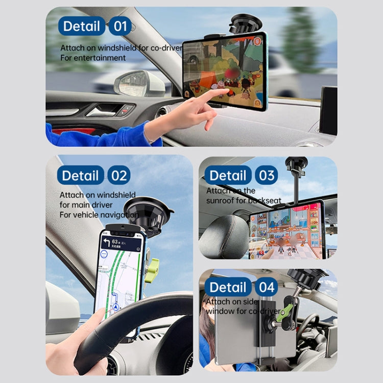 UBA-P1L Car Flexible Tablet Suction Cup Clamp Holder with Extension Rod without Remote Control, UBA-P1L