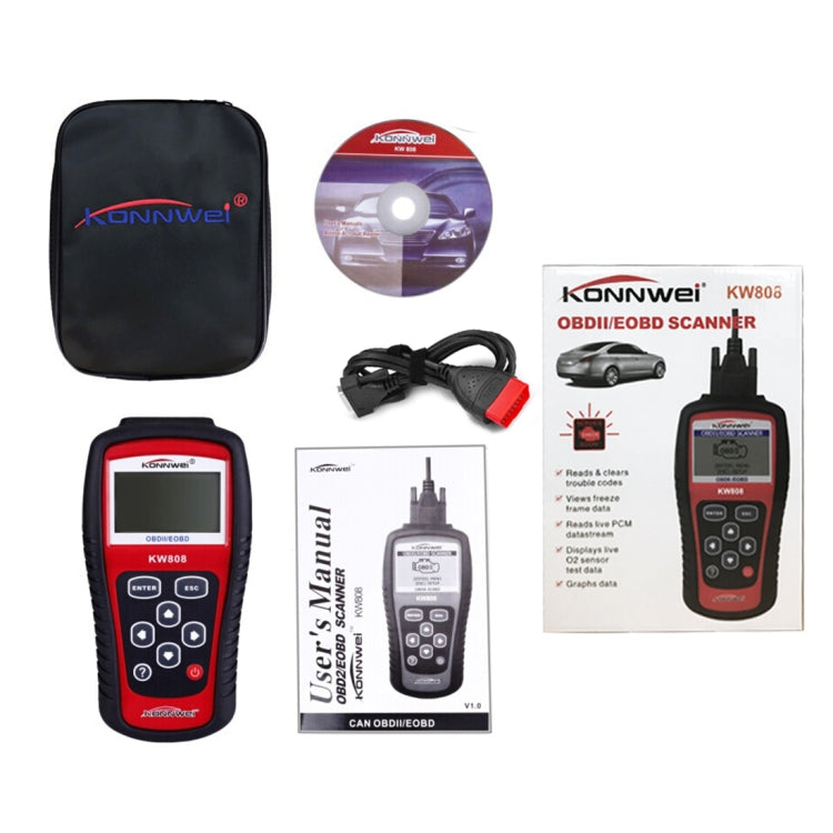 KONNWEI KW808  EOBD / OBDII Car Auto Diagnostic Scan Tools CAN Code Reader Scanner Auto Scan Adapter Scan Tool (Can Only Detect 12V Gasoline Car), KW808