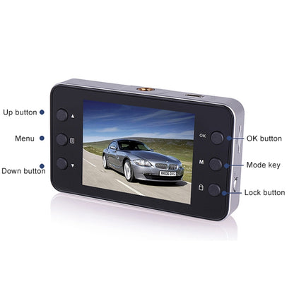 K6000 2.3 inch 90 Degrees Wide Angle Full HD 720P Video Car DVR, Support TF Card (32GB Max) / Motion Detection, with 2 Night Vision Fill Lights, K6000