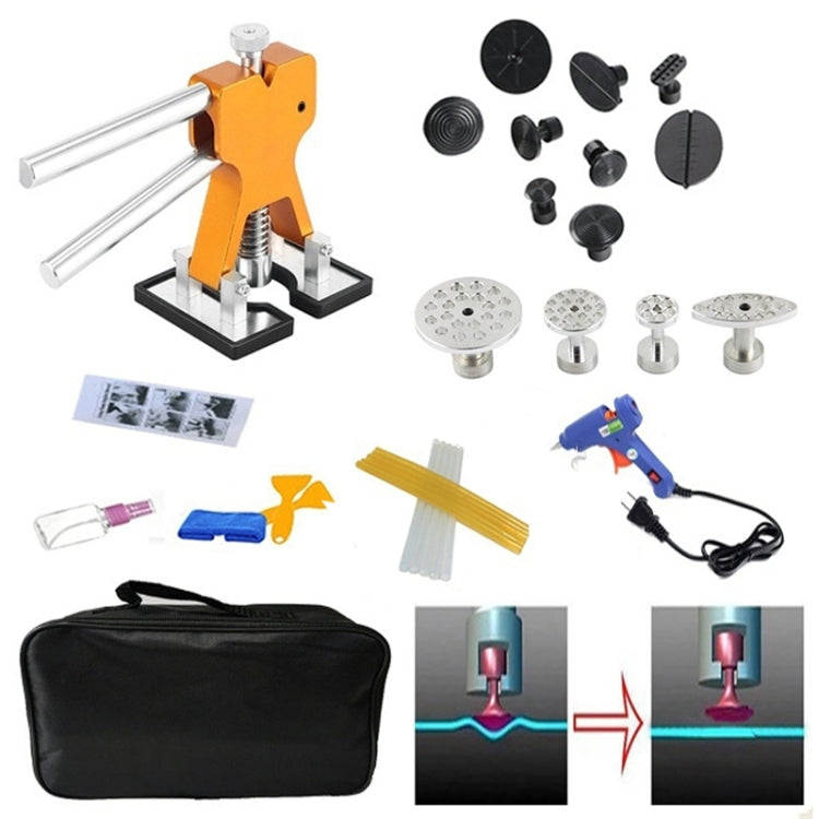 29 in 1 Auto Car Dent Lifter-Glue Puller Aluminium Alloy Tab Bodywork Repair Tools Kit, with 20W Glue Gun, US Plug or EU Plug, 29 in 1