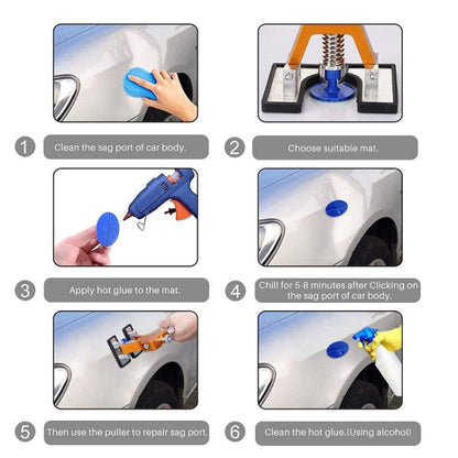 40 in 1 Auto Car Metal PDR Dent Lifter-Glue Puller Tab Hail Removal Paintless Car Dent Repair Tools Kit, with 20W Glue Gun, US Plug or EU Plug, 40 in 1