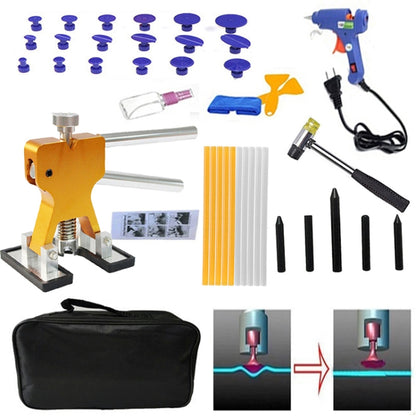 40 in 1 Auto Car Metal PDR Dent Lifter-Glue Puller Tab Hail Removal Paintless Car Dent Repair Tools Kit, with 20W Glue Gun, US Plug or EU Plug, 40 in 1