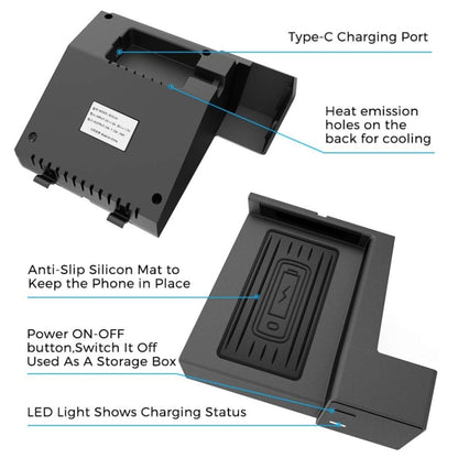 Car Qi Standard Wireless Charger 10W Quick Charging for 2015-2020 Mercedes-Benz C Class / GLC, Left Driving, For 2015-2020 Mercedes-Benz C Class / GLC