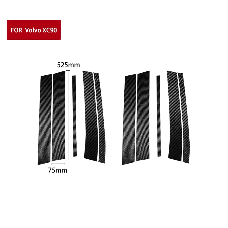 10 in 1 Car Carbon Fiber Door and Window Pillar Decorative Sticker for Volvo XC90 2003-2014, Left and Right Drive Universal, Door and Window Pillar