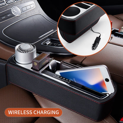 Car Multi-functional Wireless Fast Charge Console PU Leather Box Cup Holder Seat Gap Side Storage Box, Wireless Fast Charge (Black), Wireless Fast Charge (Beige), Wireless Fast Charge (Brown)