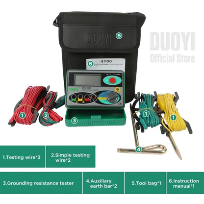 DUOYI DY4100 High-precision Digital Ground Resistance Meter Resistance Tester, DY4100