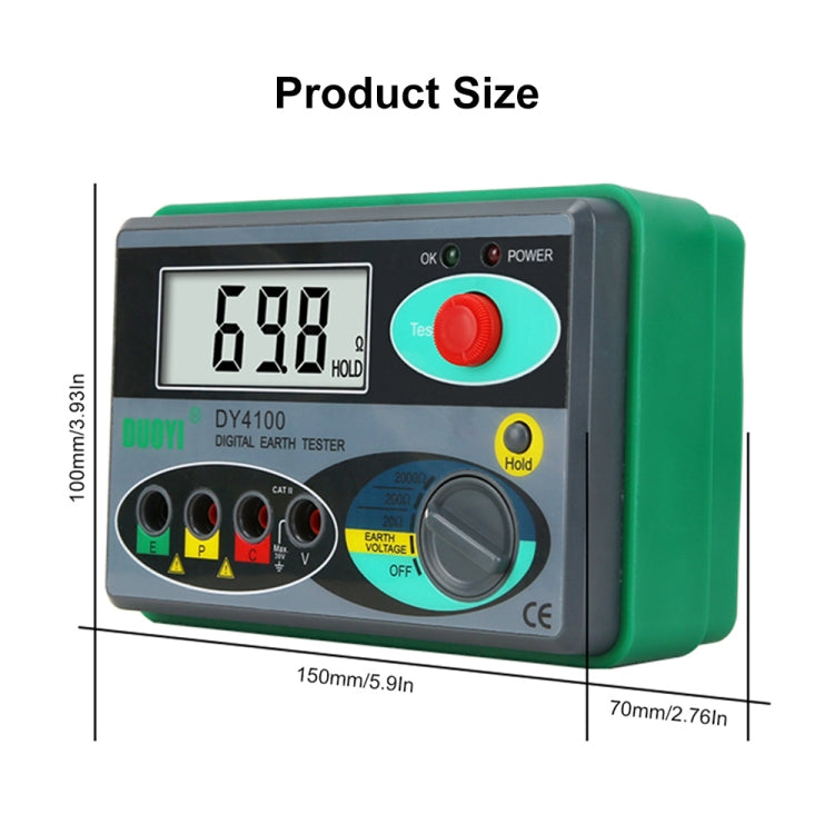 DUOYI DY4100 High-precision Digital Ground Resistance Meter Resistance Tester, DY4100