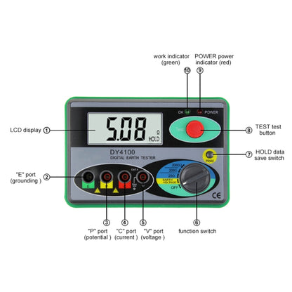 DUOYI DY4100 High-precision Digital Ground Resistance Meter Resistance Tester, DY4100