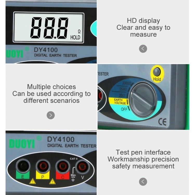 DUOYI DY4100 High-precision Digital Ground Resistance Meter Resistance Tester, DY4100