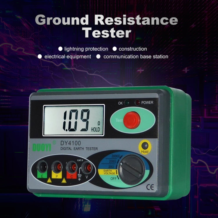 DUOYI DY4100 High-precision Digital Ground Resistance Meter Resistance Tester, DY4100