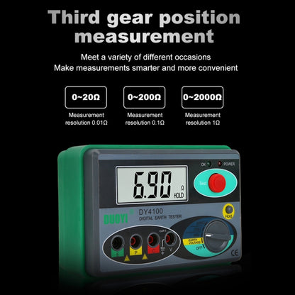 DUOYI DY4100 High-precision Digital Ground Resistance Meter Resistance Tester, DY4100