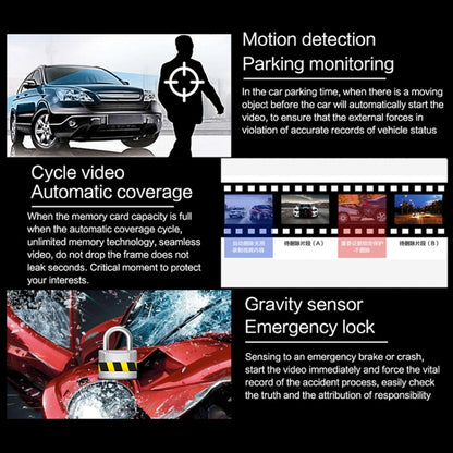 V8 HD 3 inch Car Night Vision Driving Recorder Hisilicon Scheme with 1080P Rear Camera, V8 with 1080P Rear Camera