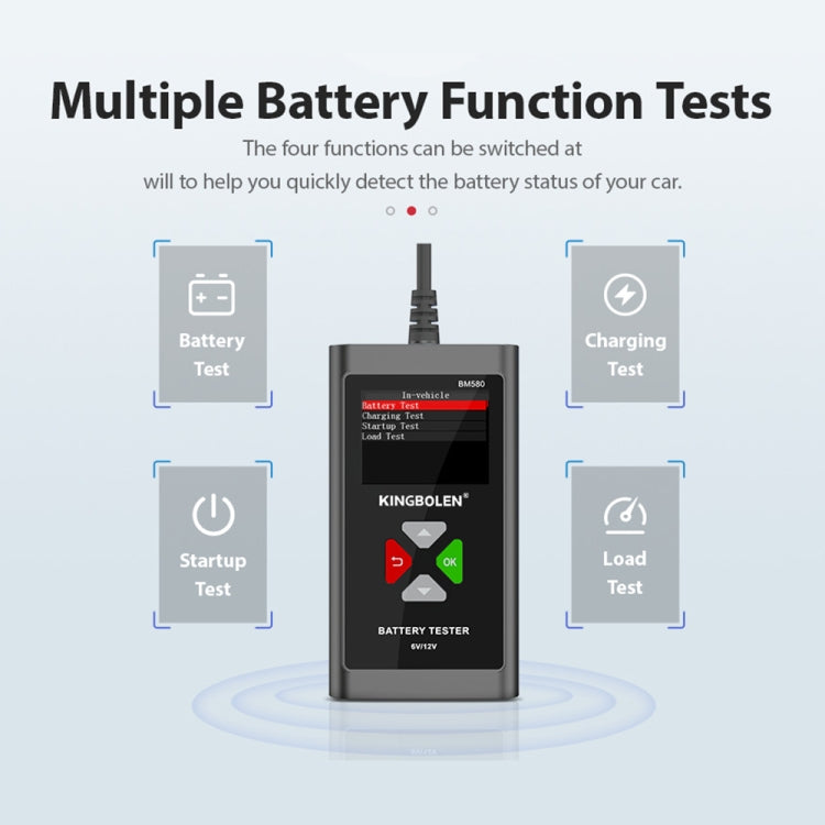 KINGBOLEN BM580 6V 12V Car Digital Load Battery Tester, BM580