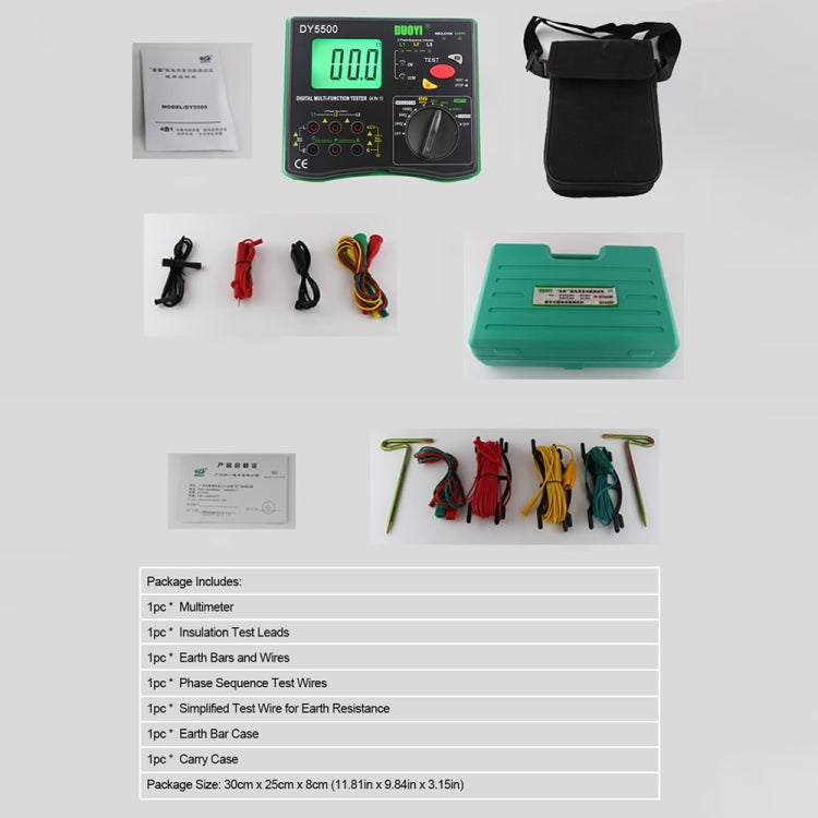 DUOYI DY5500 Car 4 in 1 Digital Multifunction Resistance Tester Insulation Earth Multimeter, DY5500