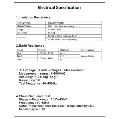 DUOYI DY5500 Car 4 in 1 Digital Multifunction Resistance Tester Insulation Earth Multimeter, DY5500