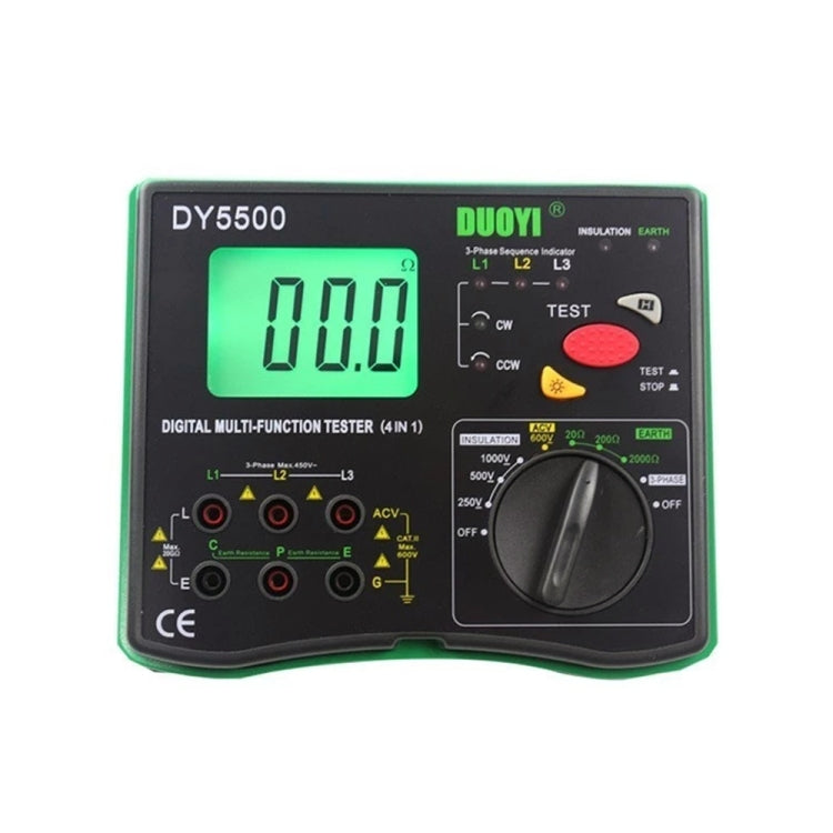 DUOYI DY5500 Car 4 in 1 Digital Multifunction Resistance Tester Insulation Earth Multimeter, DY5500