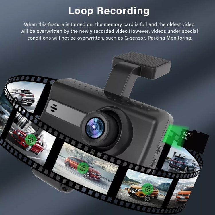 Front and Inner Dual Camera HD Infrared Night Vision Car Dash Cam Driving Recorder, Front and Inner