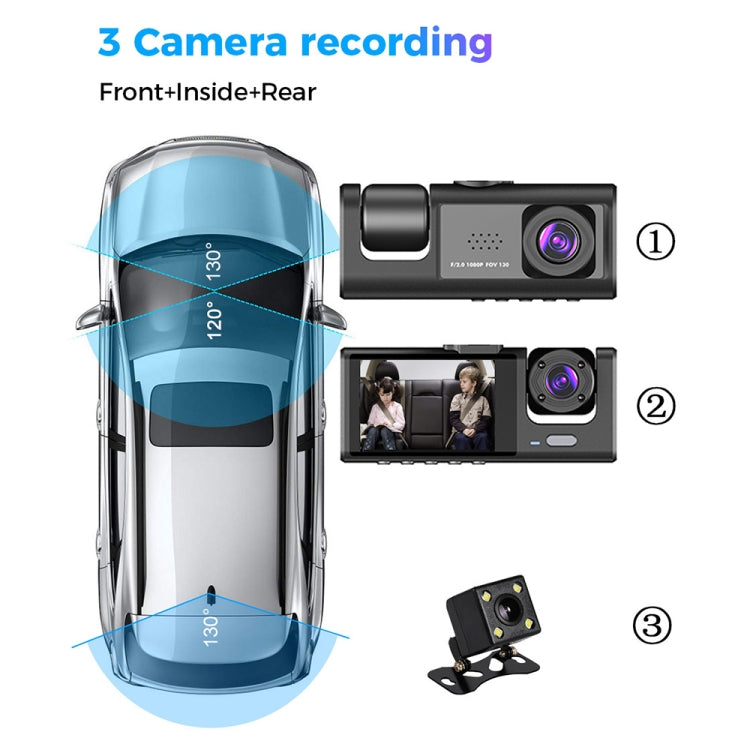 A1 3-lens Video HD Night Vision Car Driving Recorder, A1