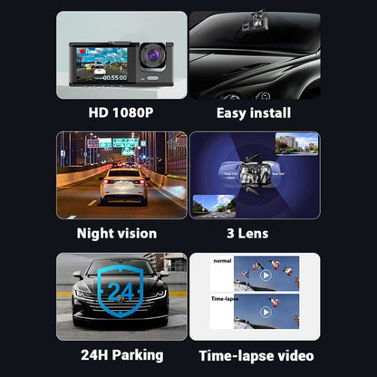 A1 3-lens Video HD Night Vision Car Driving Recorder, A1