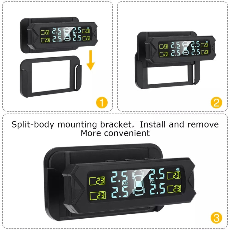 Car High Precision Solar Charging Tire Pressure Monitoring System TPMS, Built-in Voice Sensor, Built-in Voice Sensor