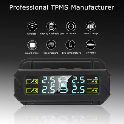 Car High Precision Solar Charging Tire Pressure Monitoring System TPMS, Built-in Voice Sensor, Built-in Voice Sensor