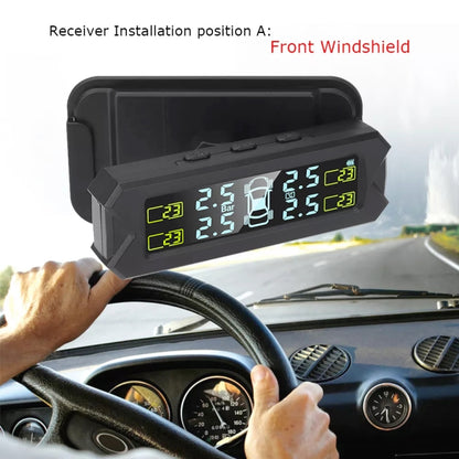 Car High Precision Solar Charging Tire Pressure Monitoring System TPMS, Built-in Voice Sensor, Built-in Voice Sensor