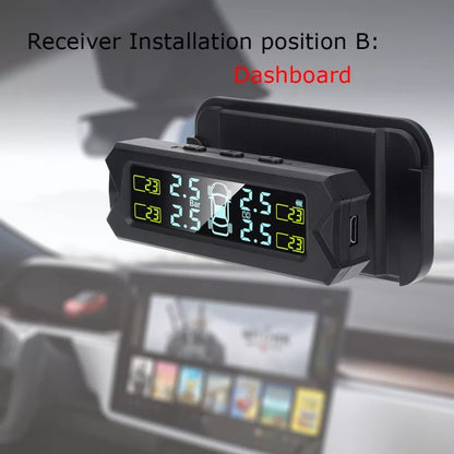 Car High Precision Solar Charging Tire Pressure Monitoring System TPMS, Built-in Voice Sensor, Built-in Voice Sensor