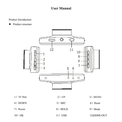 F9 Car Front and  Inner Dual Camera HD Infrared Night Vision Car Driving Recorder, Car Front and Inner