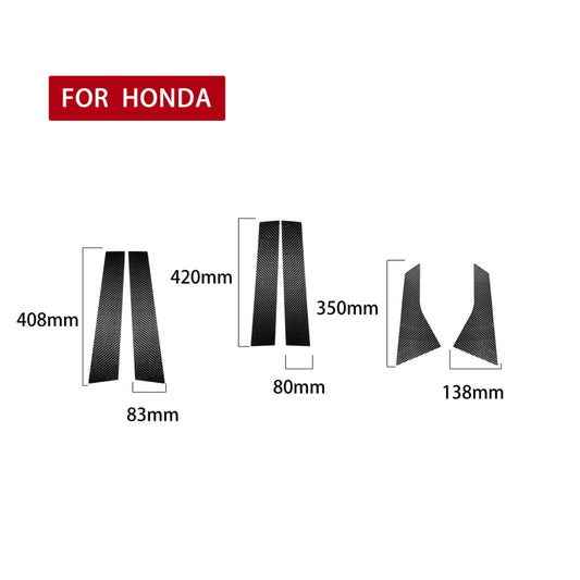 6 in 1 Car Carbon Fiber B-pillar Decorative Sticker for Honda 10th Generation Accord 2018-2021, Left and Right Drive Universal, B-pillar