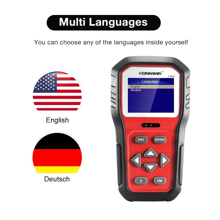 KONNWEI KW860 Car 2.8 inch TFT Color Screen Battery Tester Support 8 Languages / I Key Analysis Function, KW860