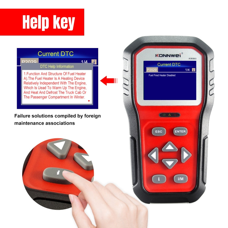 KONNWEI KW860 Car 2.8 inch TFT Color Screen Battery Tester Support 8 Languages / I Key Analysis Function, KW860