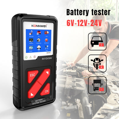 KONNWEI KW710 Car 3.2 inch 6V-24V Lead-acid Battery Tester Support 13 Languages, KW710