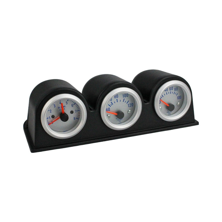 52mm 3 in 1 12V Car Combined Meter Tachometer + Water Temp Gauge + Oil Press Gauge with Bracket, Tachometer + Water Temp Gauge + Oil Press Gauge