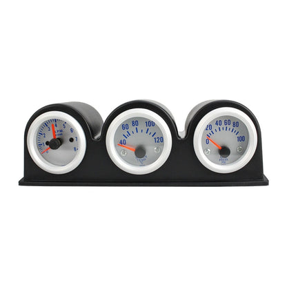 52mm 3 in 1 12V Car Combined Meter Tachometer + Water Temp Gauge + Oil Press Gauge with Bracket, Tachometer + Water Temp Gauge + Oil Press Gauge