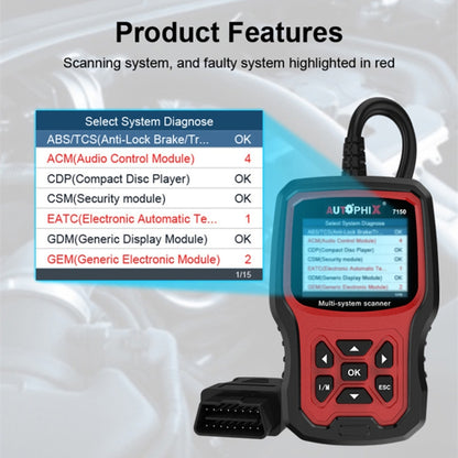 Autophix 7150 OBDII Scanner Automotive Diagnostic Tool, 7150