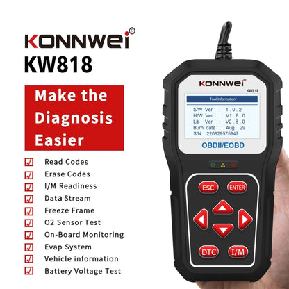 KONNWE KW818 Car OBD2 Bluetooth Fault Detector Diagnostic Tools, KW818