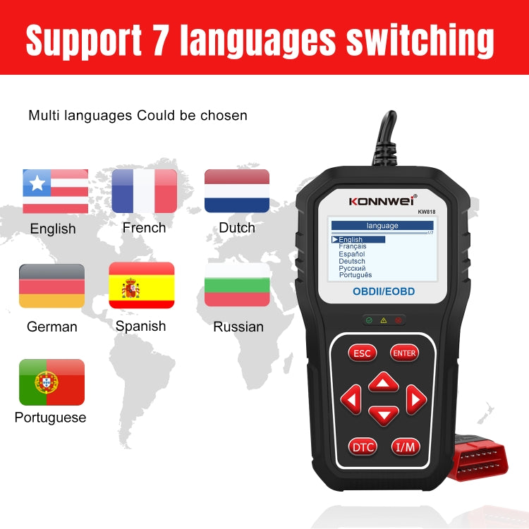 KONNWE KW818 Car OBD2 Bluetooth Fault Detector Diagnostic Tools, KW818