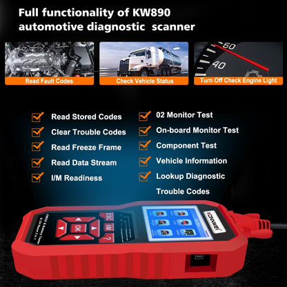 KONNWEI KW890 2 in 1 Car OBD2 Fault Detector + Maintenance Light Reseter, KW890