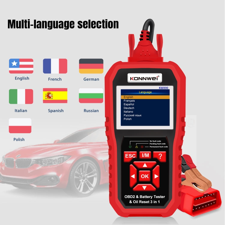 KONNWEI KW890 2 in 1 Car OBD2 Fault Detector + Maintenance Light Reseter, KW890