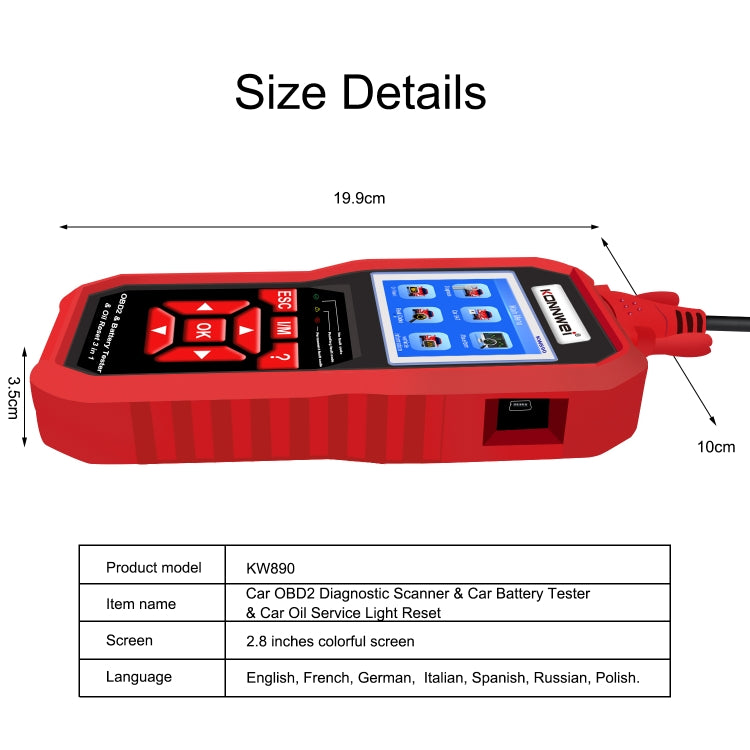 KONNWEI KW890 2 in 1 Car OBD2 Fault Detector + Maintenance Light Reseter, KW890