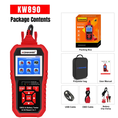 KONNWEI KW890 2 in 1 Car OBD2 Fault Detector + Maintenance Light Reseter, KW890