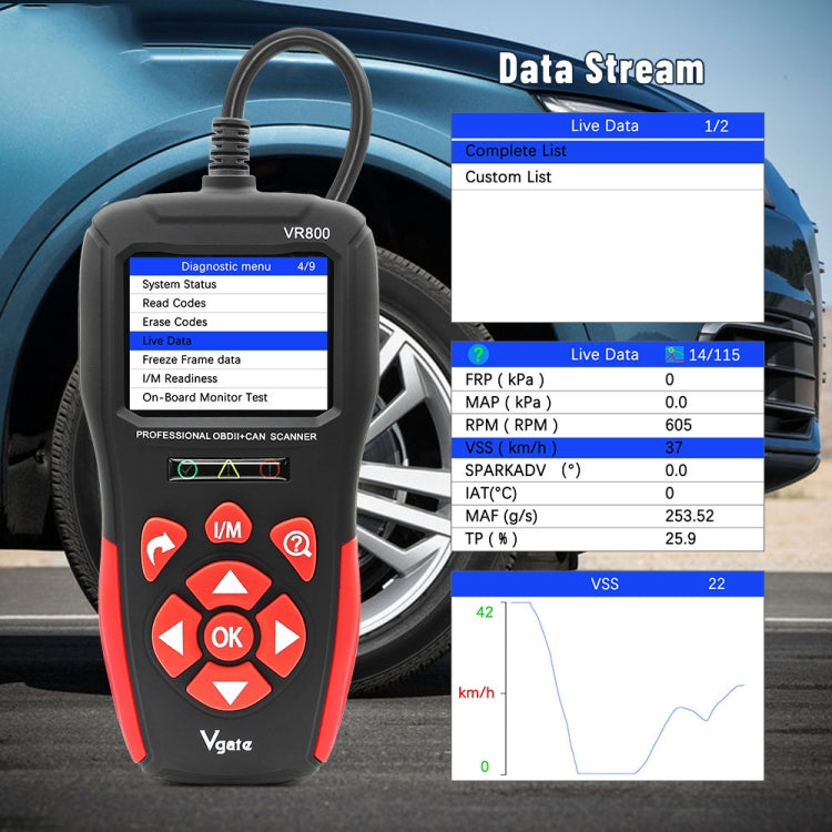 Vgate VR800 Car Code Reader OBD2 Diagnostic Scanner, Vgate VR800