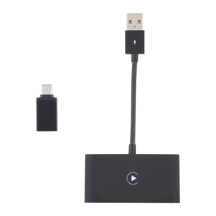 USB + USB-C / Type-C Wired to Wireless Carplay Adapter for iPhone, Black Rectangle