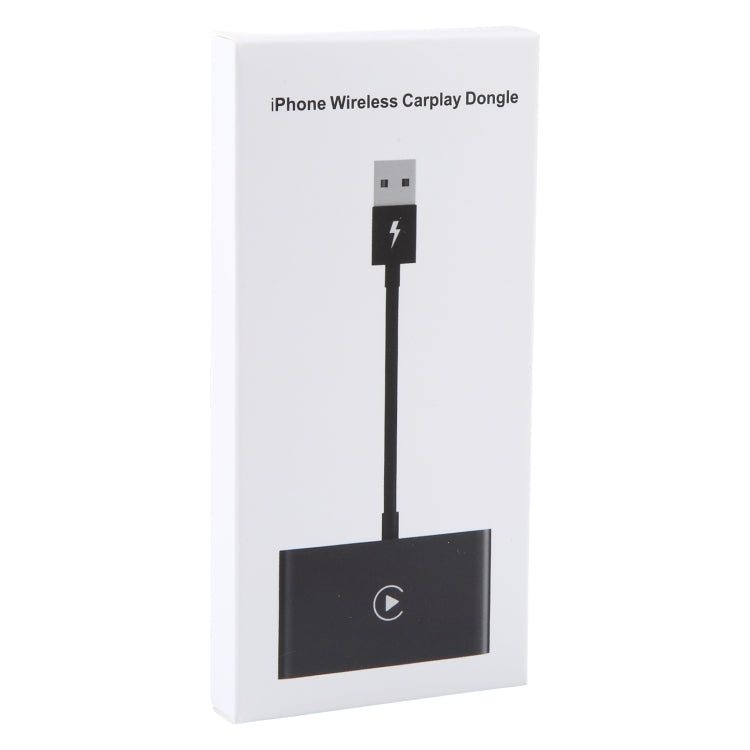 USB + USB-C / Type-C Wired to Wireless Carplay Adapter for iPhone, Black Rectangle