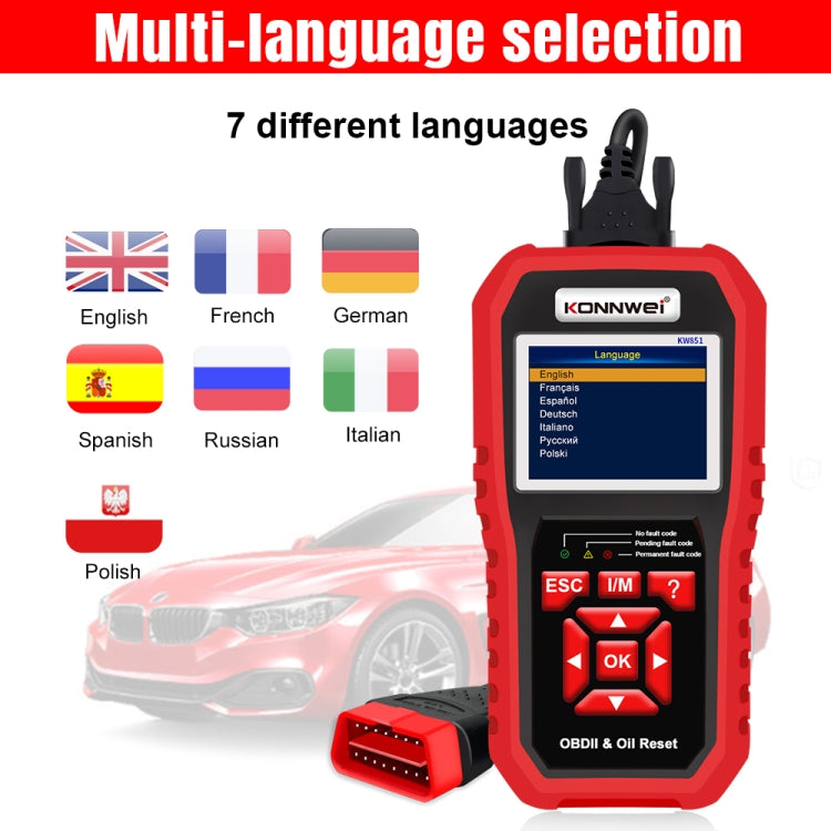 KONNWEI KW851 2 in 1 Car OBDll Scanner Diagnostic Tool Oil Service Light Reset, KW851