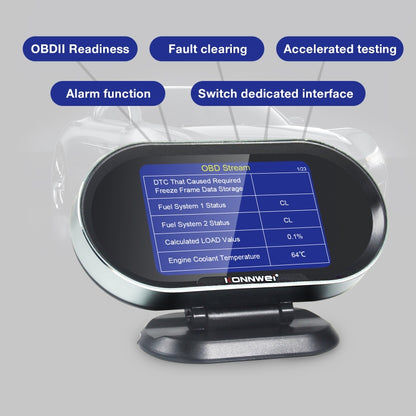 KONNWEI KW206 2 in 1 OBDII / EOBD12V Car Fault Scanner + 3.5 inch LCD Monitor, KW206