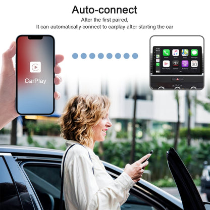 USB + USB-C / Type-C Wired to Wireless Carplay Adapter for iPhone, White Rectangle