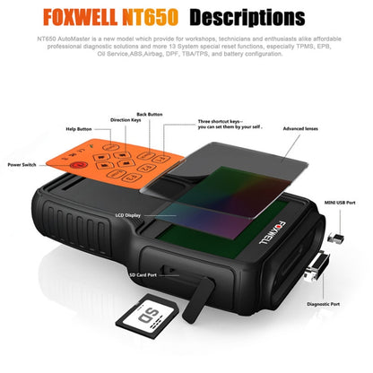 FOXWELL NT650 Elite OBD2 ABS SRS Airbag SAS Scanner Car Diagnostic Tool Auto Scanner(Black), FOXWELL NT650 Elite